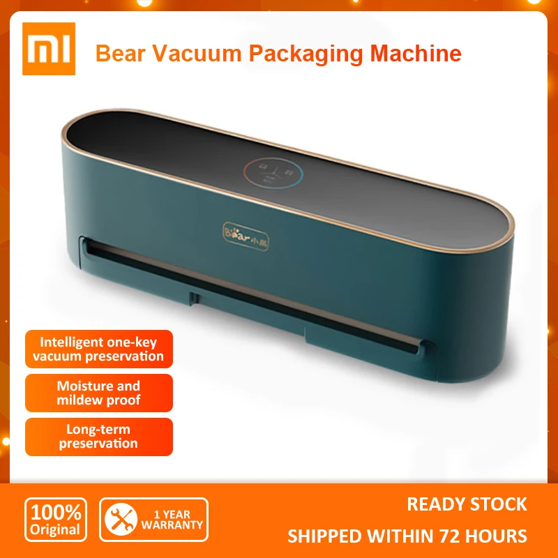 Вакуумный упаковщик Xiaomi Bear для сухих и влажных продуктов, 70 кПа, 220 В - изображение
