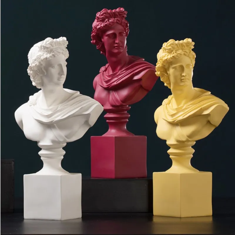 

37cm Greek Mythology David Bust Statues Apollo Figure Art Sculpture Resin Art&Craft Home Decoration statue R936