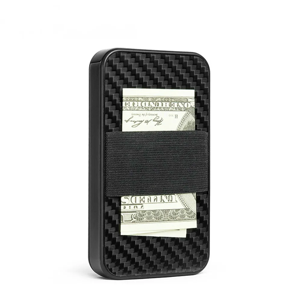 Bycobecy 2021 Carbon Fiber Smart Wallet RFID Blocking Money Bag Security Aluminum Card Holder Cartera Coin Purse Dropshipping