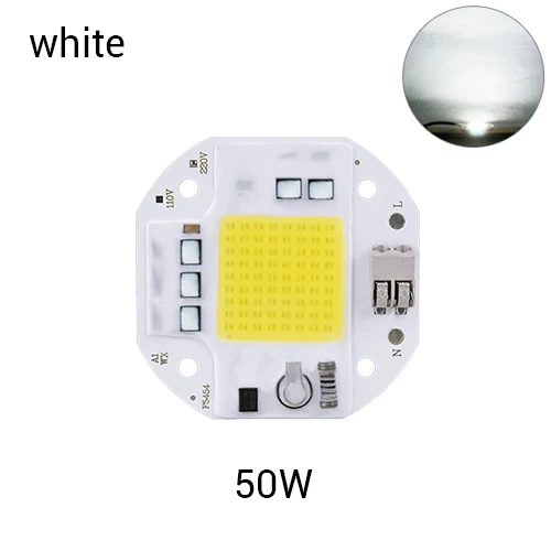 White 50W Светодиодный чип 50 Вт, 30 Вт, 20 Вт, Диодная Матрица для прожектора переменного тока 110 В, 220 В, без пайки, COB светодиодный чип, без необходимости, драйвер, сделай сам, бусины, теплый белый цвет - Испускаемый цвет: White 50W