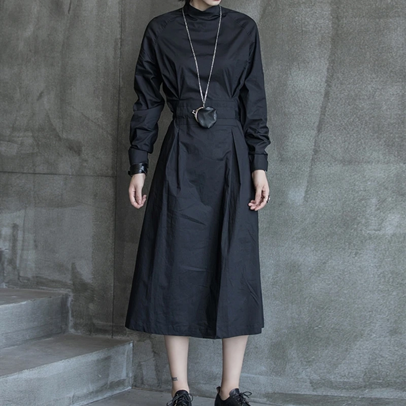 Осенняя мода Женская длинная рубашка платье темно CDG стиль yohji yamamoto шоу одежда с