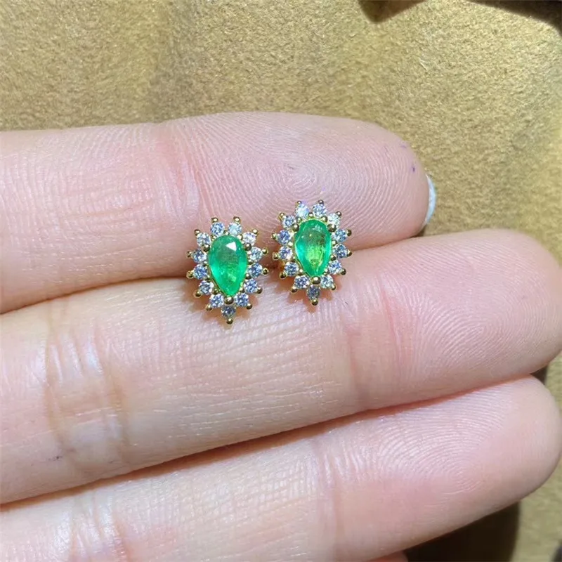 3*5mm Natural Emerald earrings women green gemstone jewelry Cost-effective sterling silver 925 stud earrings