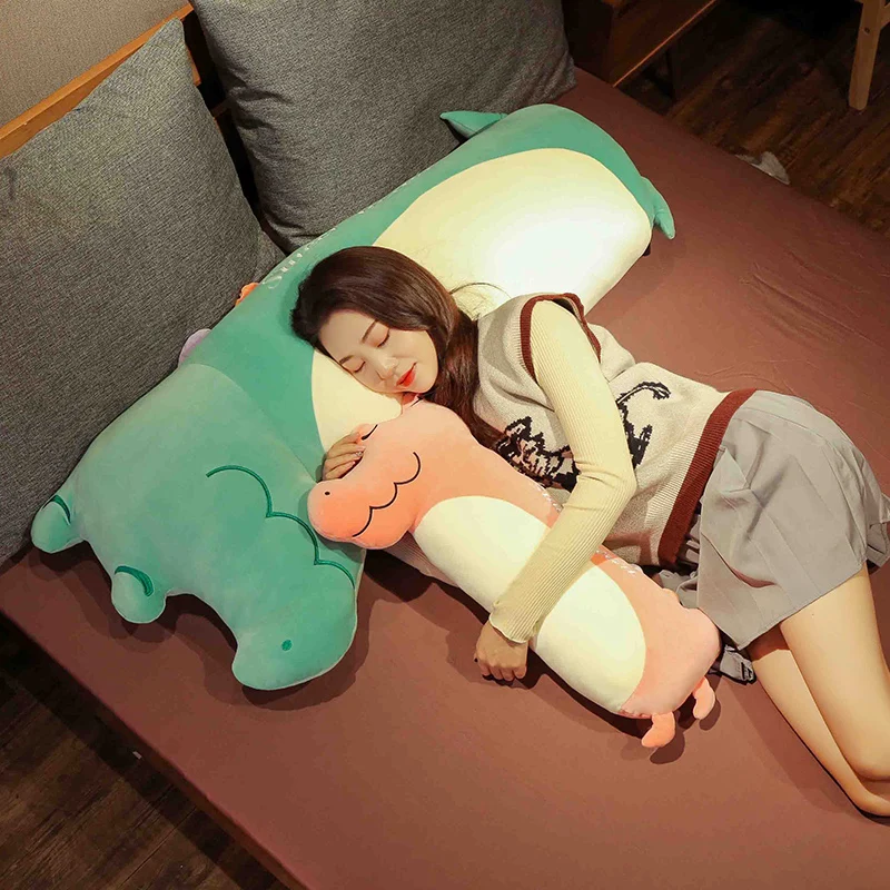 

55-100cm Cartoon Crocodile Long Pillow Plush Alligator Animals Bolster Pillow Kids Huggable Companion Plush Pillow