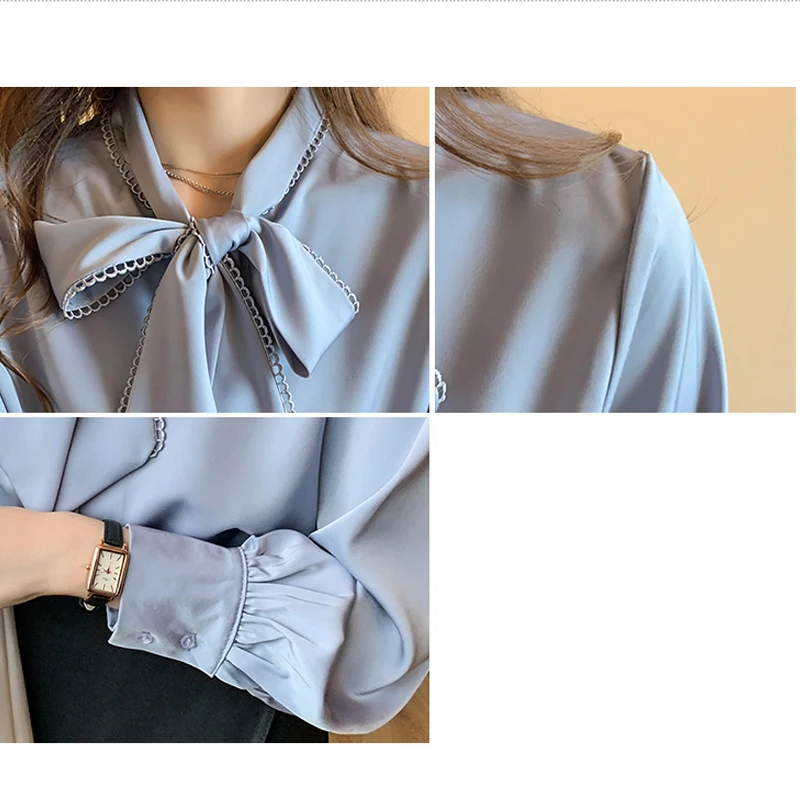 

Style Korean Fashion Clothing 2020 Spring New Chiffon Shirt Women's Shirts Bow Loose Long-Sleeved Office Chiffon Blouse 880H