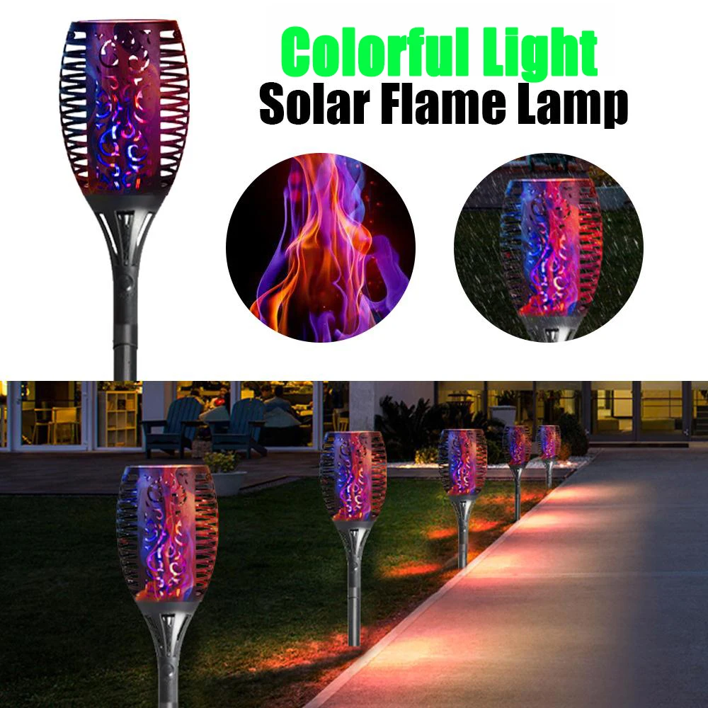 

Warmtaste 33 LED Solar Flame Lights Outdoor Garden Light Colorful Flame Torches Lamp Waterproof For Courtyard Garden Fence Yard