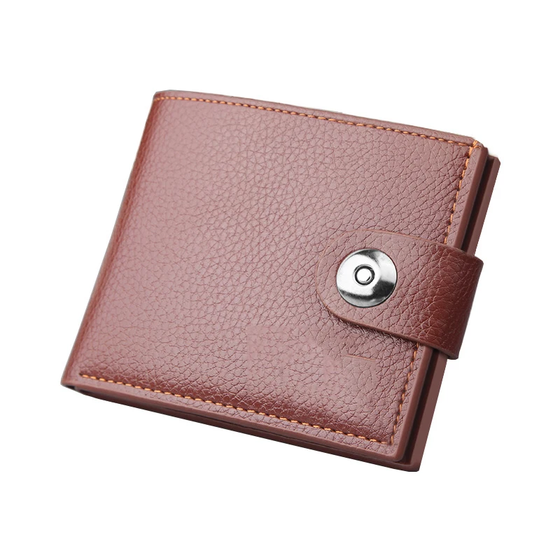 

NO.ONEPAUL New small wallet snap fashion men's wallet leather men's short wallet card holder solid color leather wallet