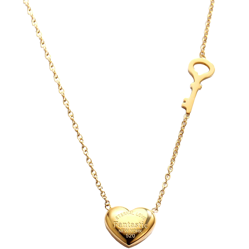 

JIAN Women Heart Necklace Fashion Gold Pendant Choker Stainless Steel Statement Chain Collares Jewelry Girlfriend Birthday Gift