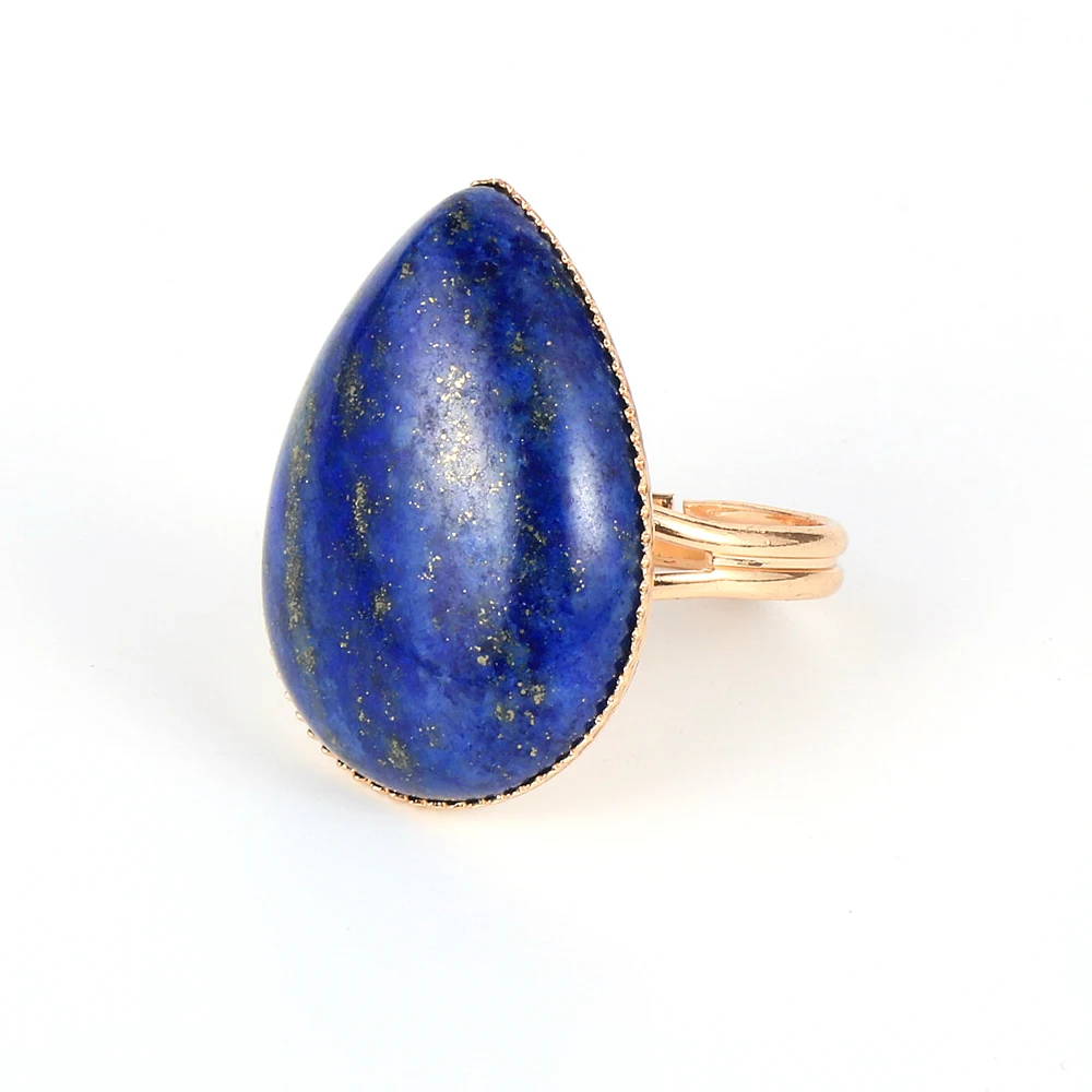 

Nabest BOHO Natural Stone Ring Gemstone Lapis Lazuli Tiger Eye Pink Crystal White Turquoises Open Finger Rings For Women Men
