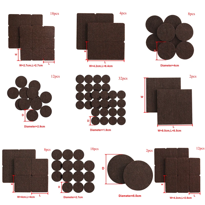 

Self Adhesive Felt Chair Leg Pads Floor Protectors Furniture Legs Table leg Covers Round Bottom Anti-Slip Pads
