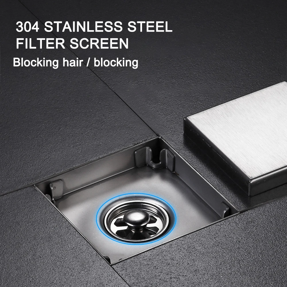 invisible bathroom floor drain 10111215cm square waste filter drainage anti odor shower drain strainer kitchen accessories free global shipping