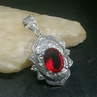 gemstonefactory jewelry big promotion 925 silver vintage blood red garnet women ladies mom gifts necklace pendant 20213632
