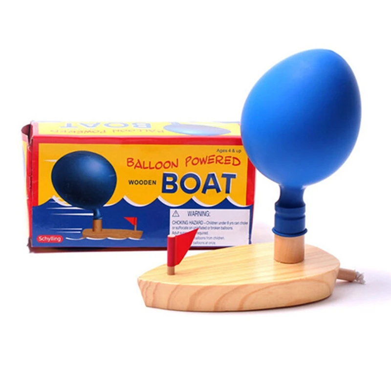 

Wooden Balloon Powered Boat Children Water Playing Bathing Toys Kids Birthday Gift Desk Decor
