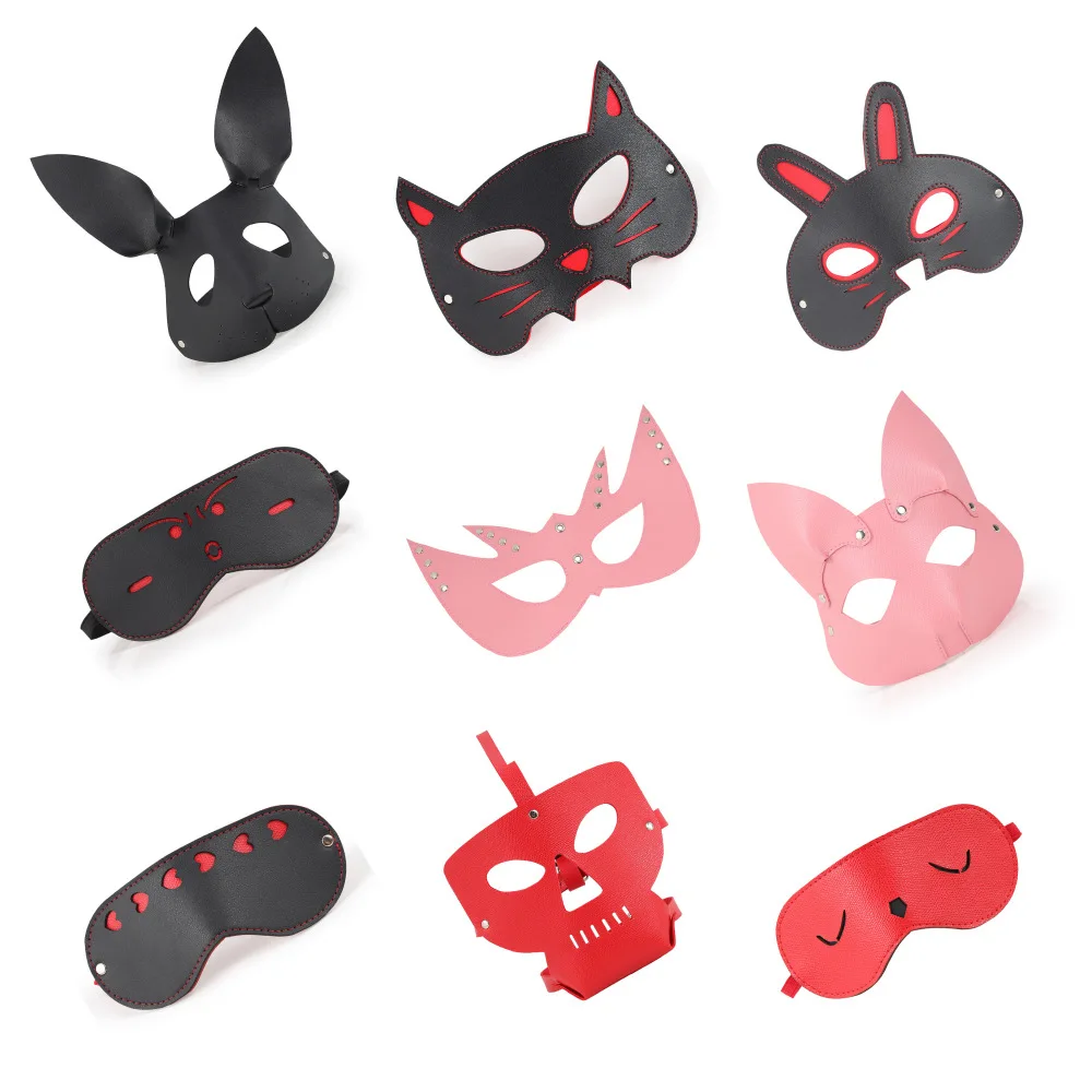 Кожаная маска для бондажа с ушками собаки интимные товары женщин маски БДСМ глаз