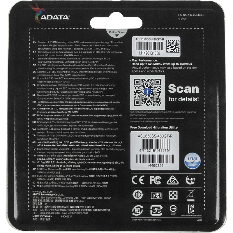 SSD накопитель A-DATA Ultimate SU650 ASU650SS-480GT-R 480Гб | Компьютеры и офис