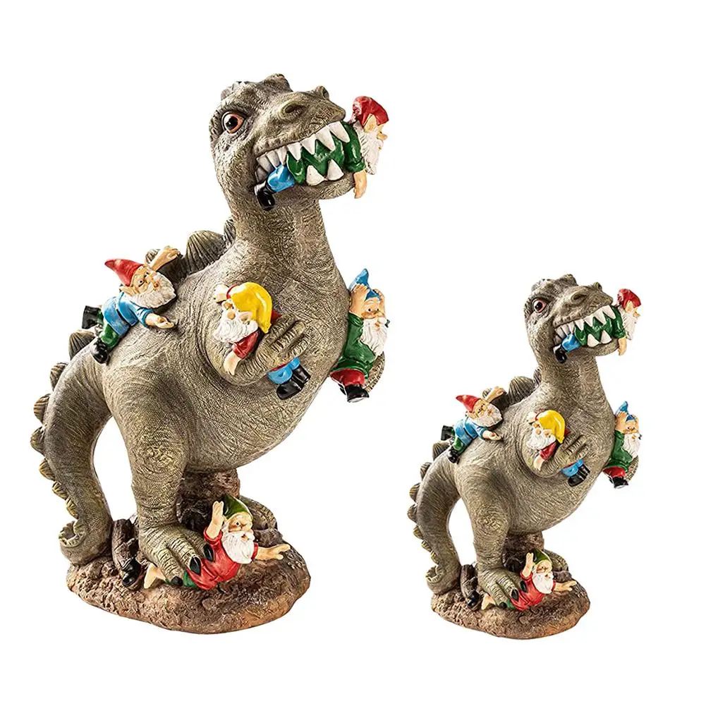 

Resin Dinosaur Dwarf Figurine Statue Funny Lifelike Hilarious Eating Gnome Animal Sculpture for Outdoor Home Garden Ornament