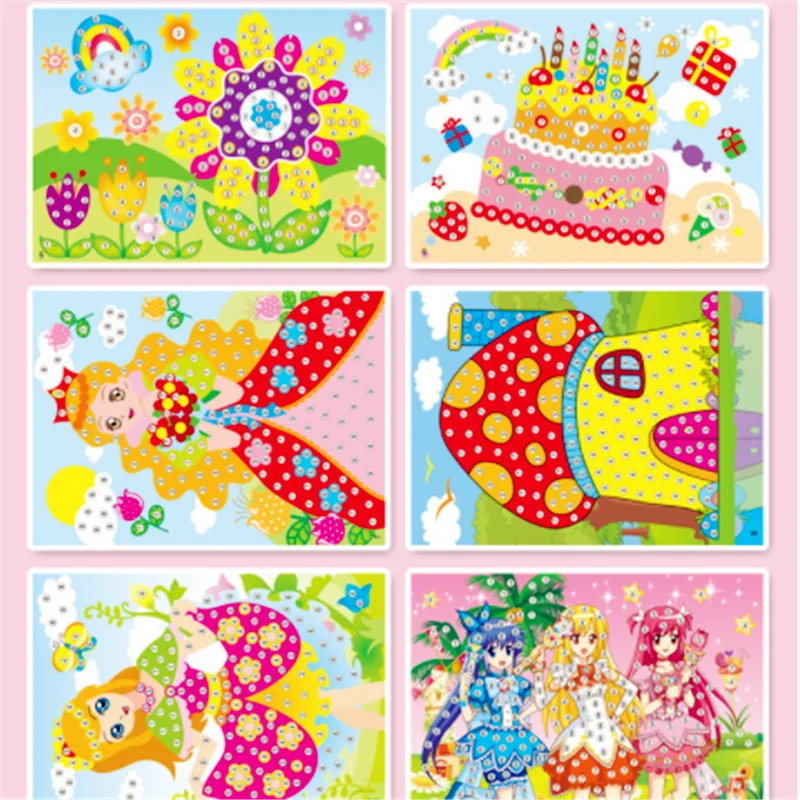 3D Мозаика из пены липкие кристаллы искусство принцесса и бабочки наклейка игра