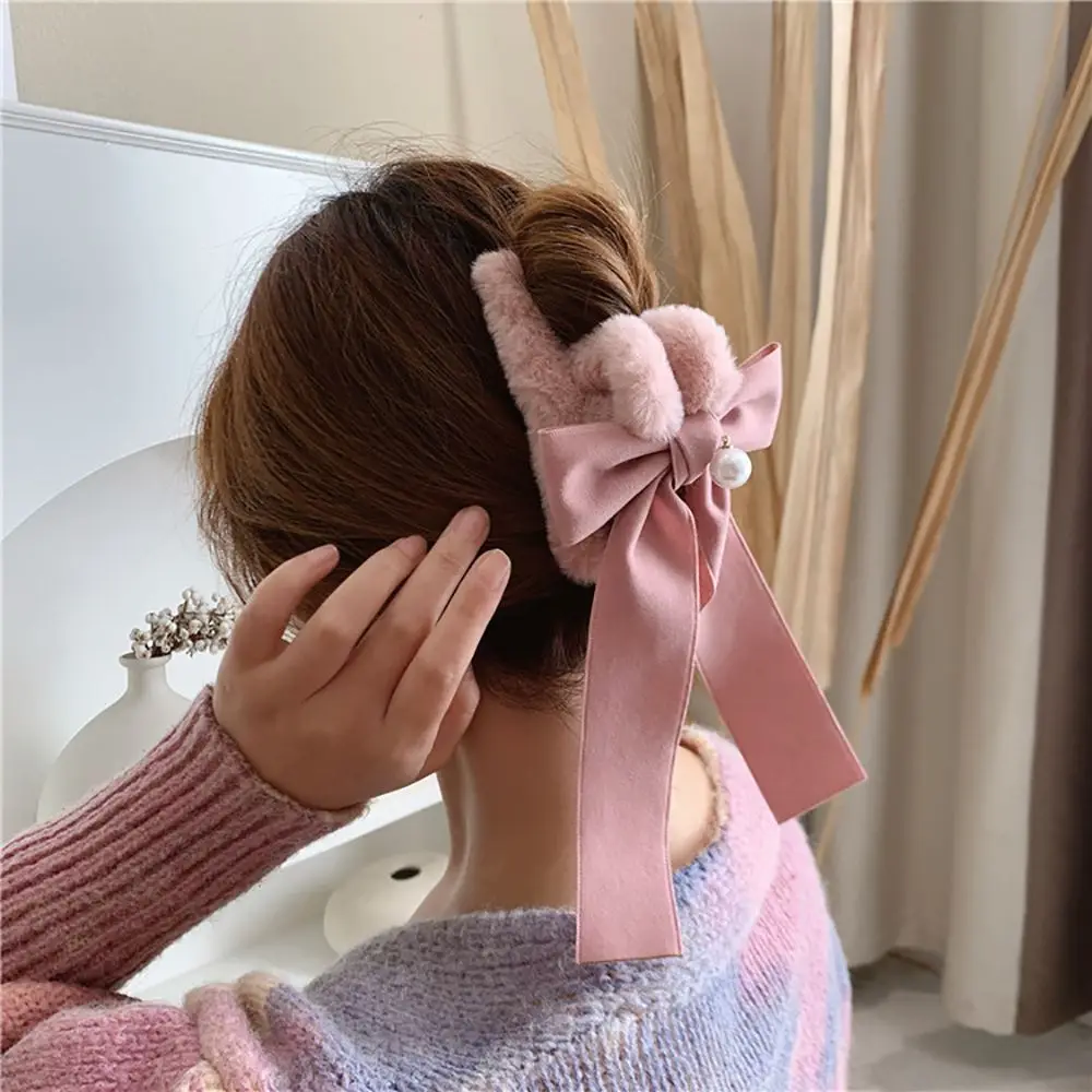 

Shark Clip Cloth Headwear Female Hair Accessories Bow Ribbon Hair Claws Women Hair Clips Korean Style Crab Clips