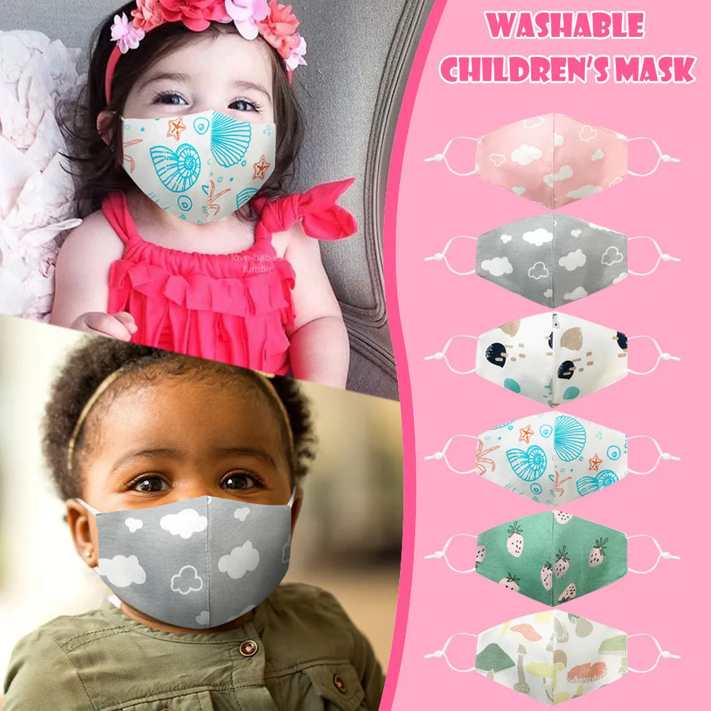 Детская маска моющиеся многоразовые маски для лица с мультяшным принтом