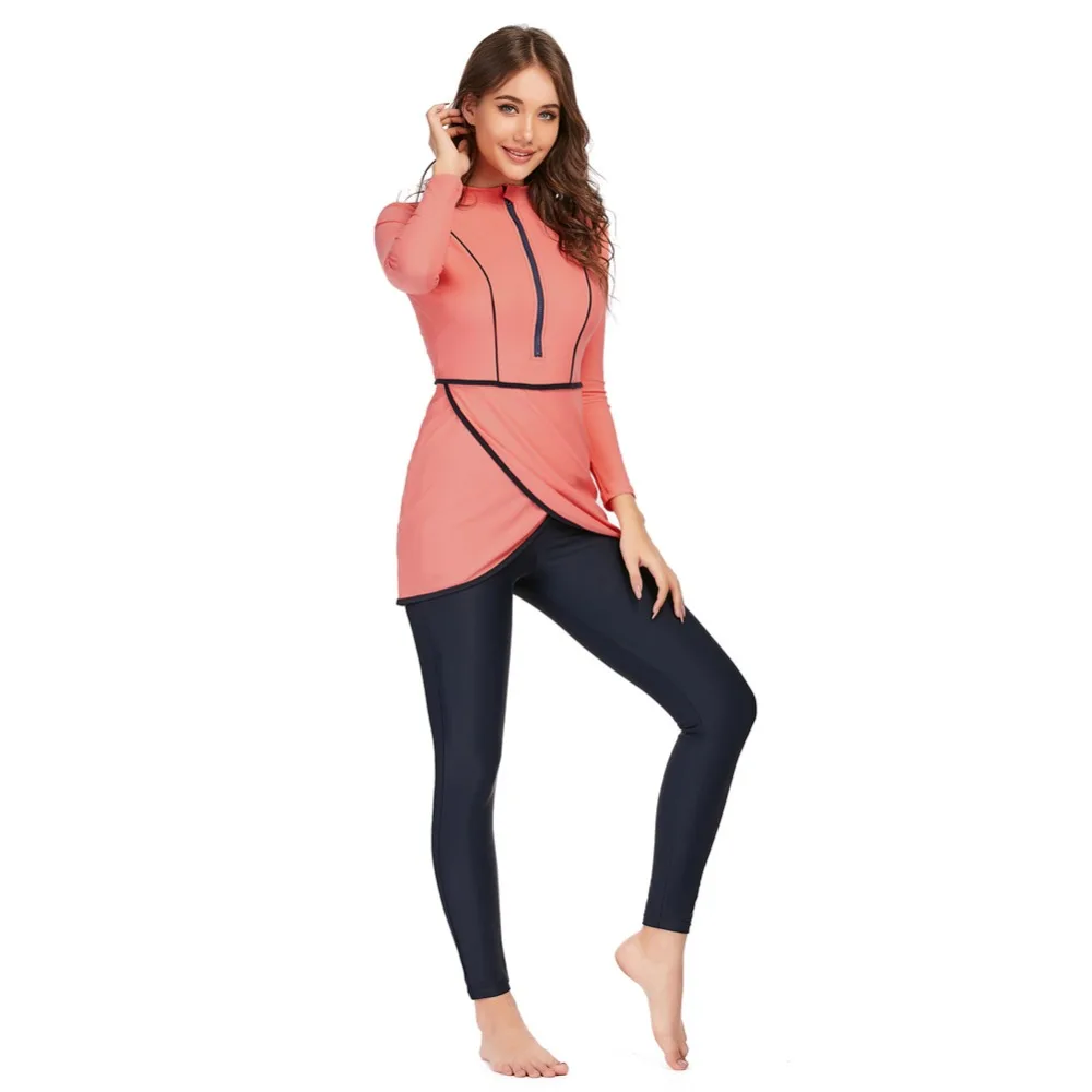 Мусульманский купальник HAOFAN Женский скромный в стиле пэчворк спортивный с