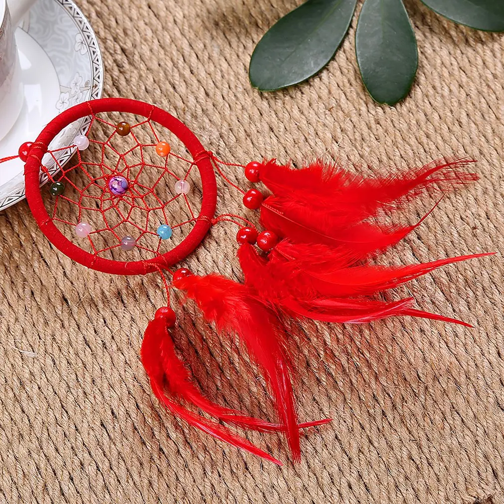 

Dream Catcher Accessories Feather Pendant Decoration Ornament CircularWhiteOC-2008