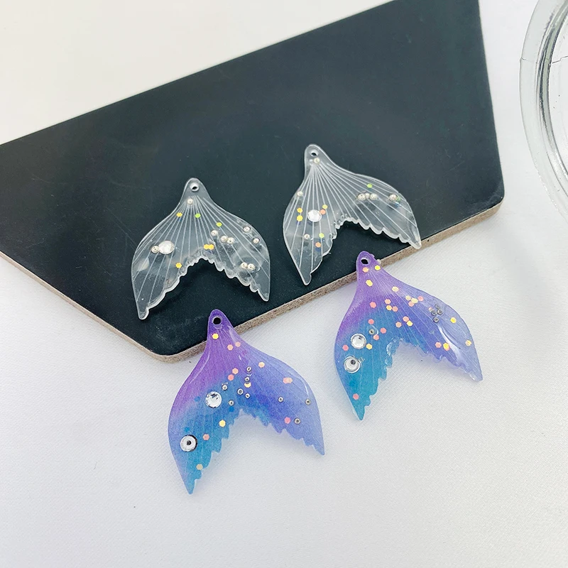 

Acrylic diamond beauty fishtail pendant DIY handmade earrings accessories Earrings material bag Pendant
