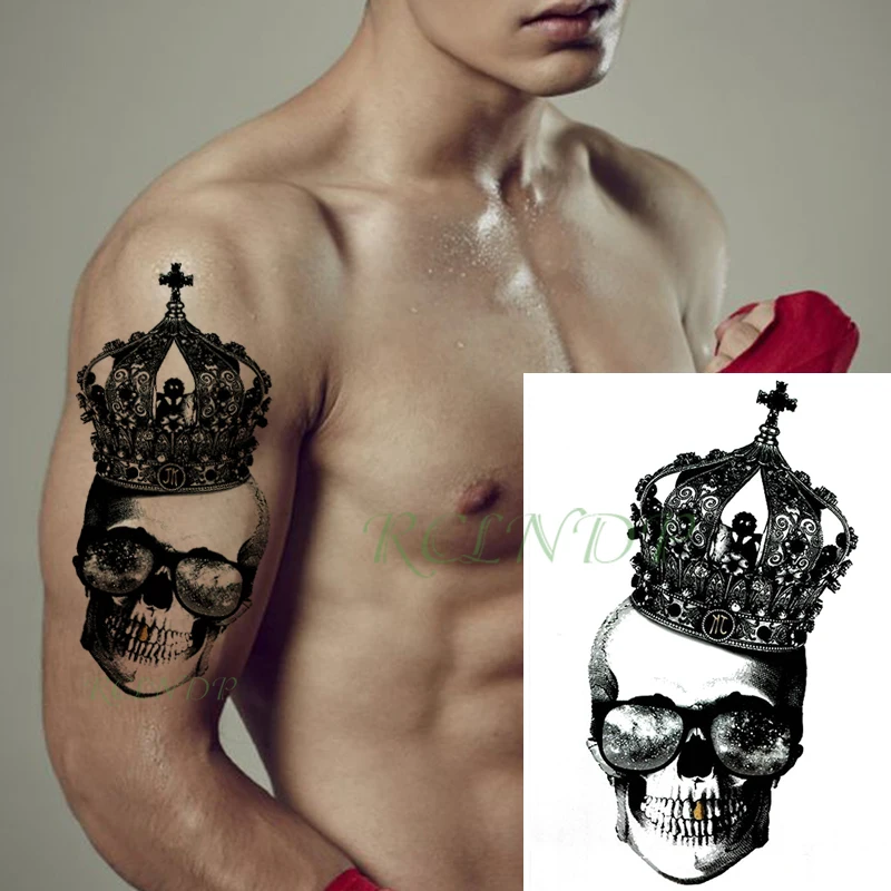 Водостойкая временная татуировка-наклейка Джокер Череп Дымчатая буква большой