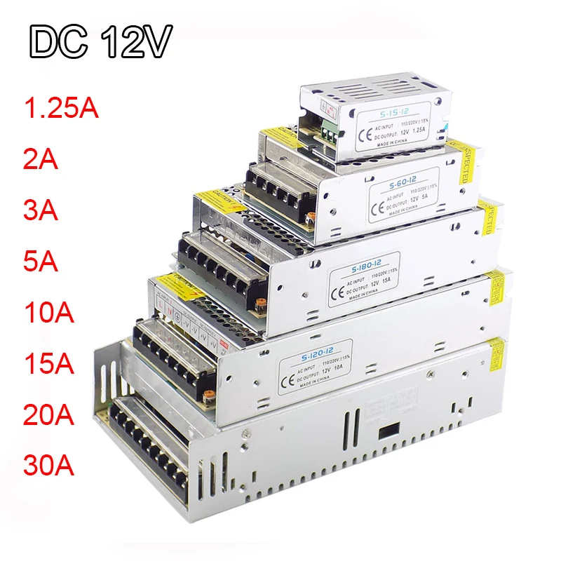 DC 12V 1A~ 30A трансформатор освещения адаптер питания CCTV конвертер для камеры для светодиодной ленты выключатель света зарядное устройство водителя