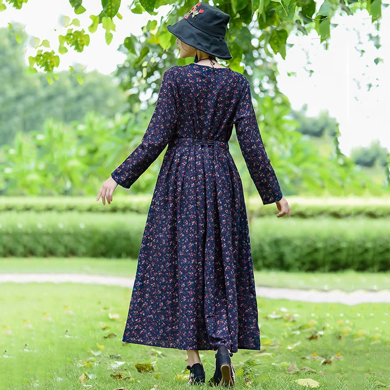 AYUNSUE 2020 винтажное весеннее платье для женщин с длинным рукавом хлопковое льняное