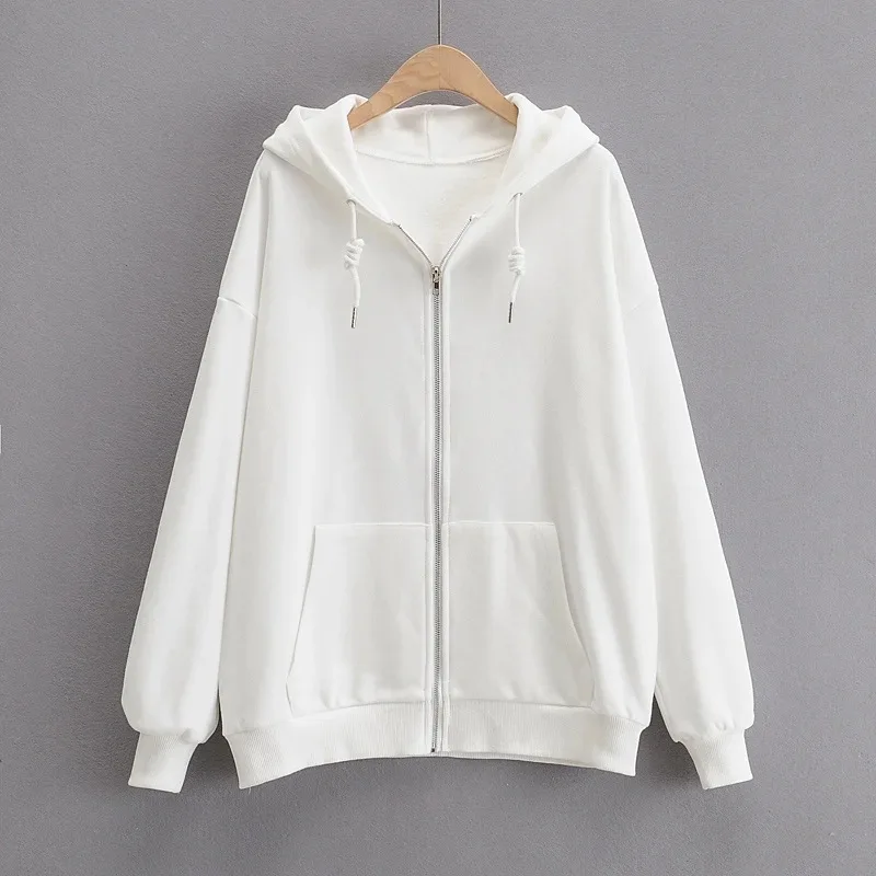 

TVVOVVIN Loose Zipper Women's 2021 Spring Stylish Solid Color Hoodie Long Sleeve Simple Sweatshirt FCRU