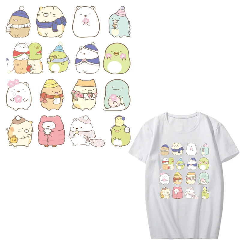 

Iron on Transfer Cartoon Animals Patches Set for Kids Clothing Applique Heat Transfer Vinyl Stickers on Clothes Thermal Press