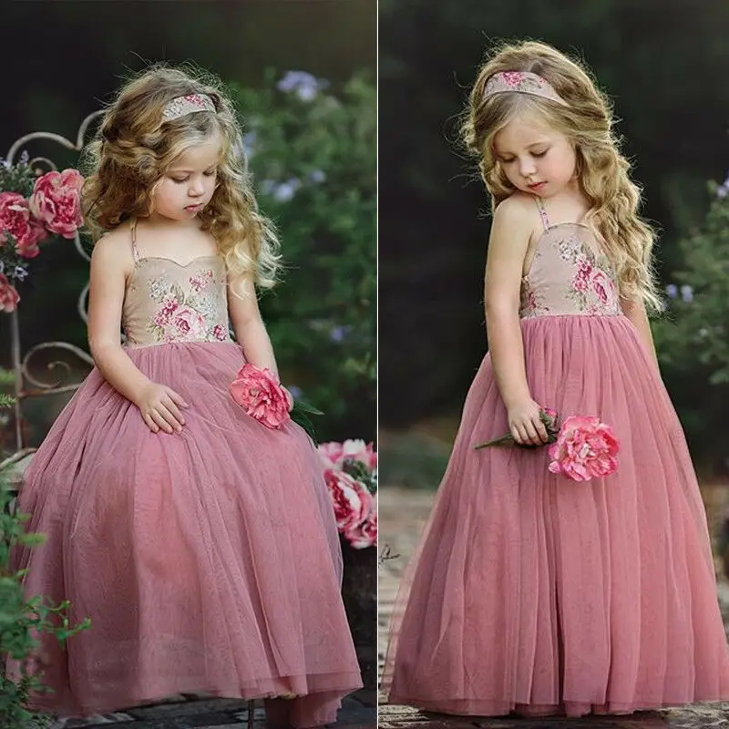

Kids Girl Flower Dress Maxi Long Princess Party Dresses Prom Gown Formal Dress