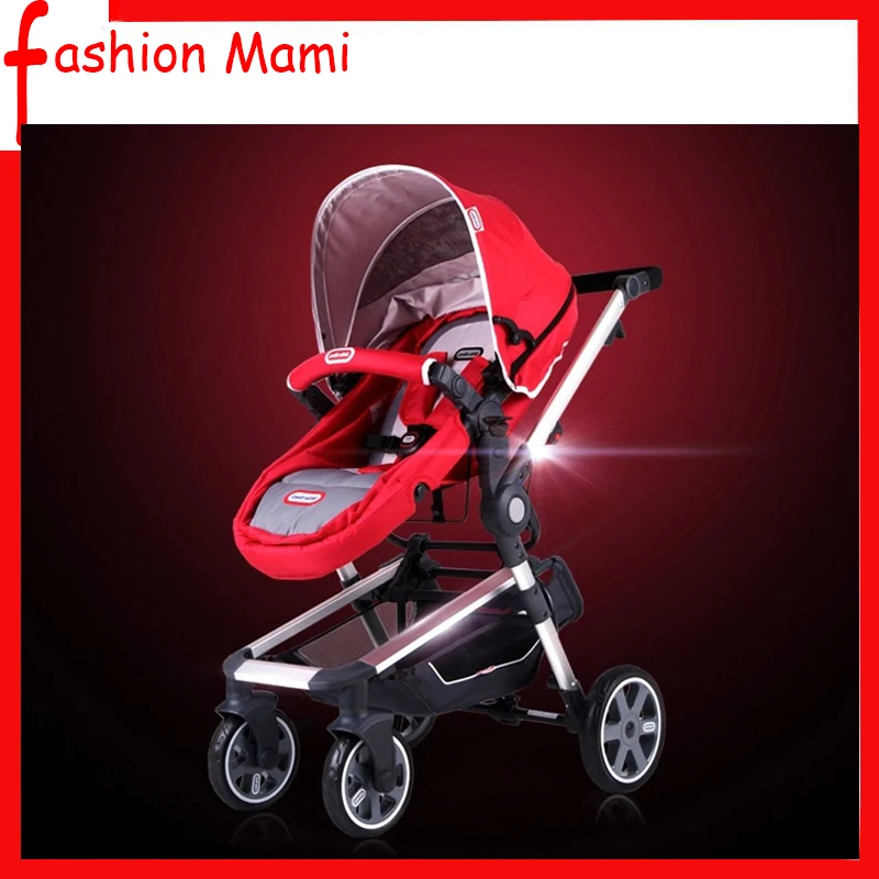 Прогулочная коляска с высоким пейзажем может лежать четыре колеса амортизатор