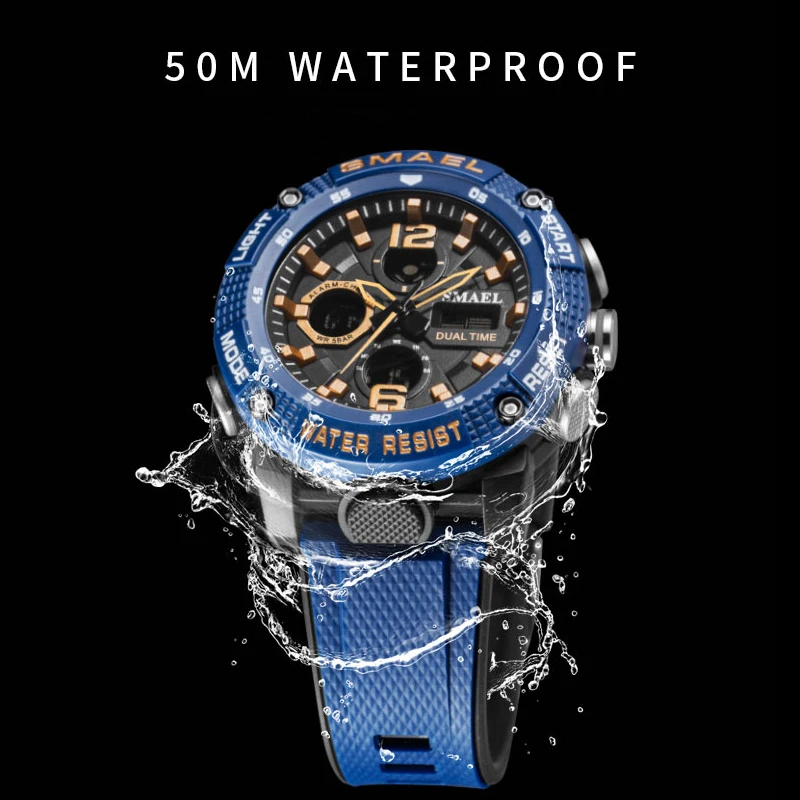 Sport Watches Waterproof 50M SMAEL Top Brand Luxury Watch Alarm Clock For Male Digital 8039 Men's Watch Wristwatch Military Army images - 6