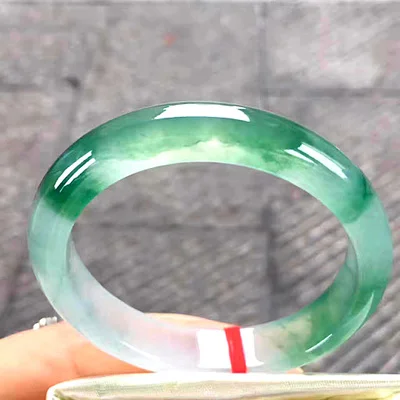 

Natural Burmese Jadeite Light Blue Flower 54mm-64mm Bracelet Elegant Princess Jewelry Best Gift for Mother and Girlfriend
