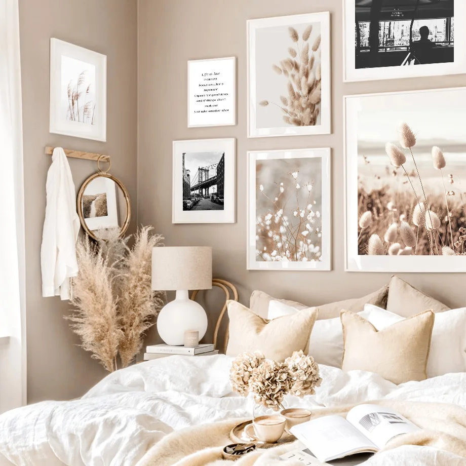 

Bunny Tail Grass Reed Small White Flower Wall Art Canvas Painting Nordic Posters And Prints Wall Pictures For Living Room Decor