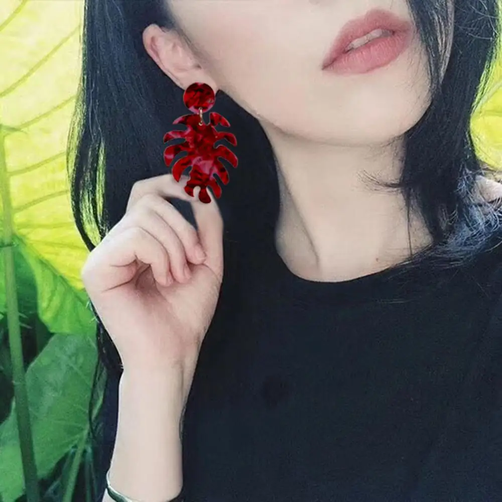 Belleper Punk Fashion Geometric Round Tree Leaf Dangle Earrings Women Statement Leaves Resin Acetate Acrylic Earring Party Gifts | Украшения