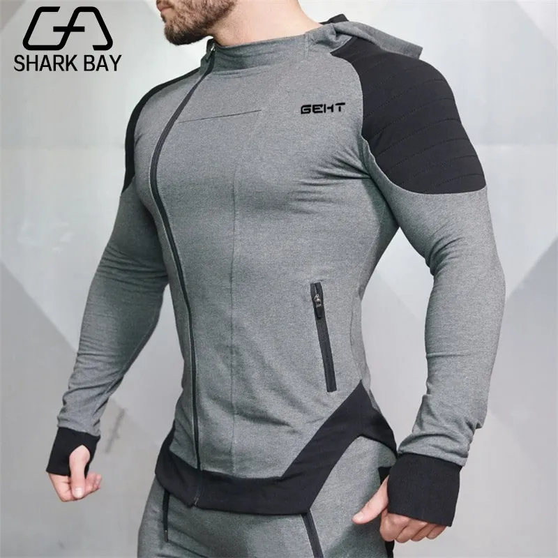 Бренд Shark Bay Gyms, бренд, толстовка, мужские толстовки, зимняя однотонная толстовка с капюшоном, мужская куртка в стиле хип-хоп, пуловер, мужские повседневные спортивные костюмы