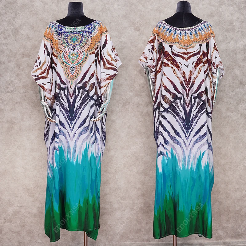 Пляжное платье Morrocan Kaftan для женщин длинное пляжное с богемным принтом Q1074