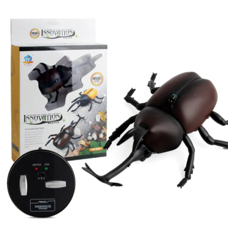 beetle Инфракрасные радиоуправляемые игрушки для животных, насекомых, имитация паука, пчела, летающий краб, божья коровка, мантис, игрушечный Электрический робот, Хэллоуин, шалость, насекомые, детские игрушки - Цвет: beetle