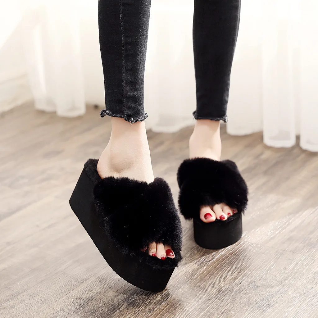 Женская обувь с открытым носком повседневные домашние теплые хлопковые Тапочки