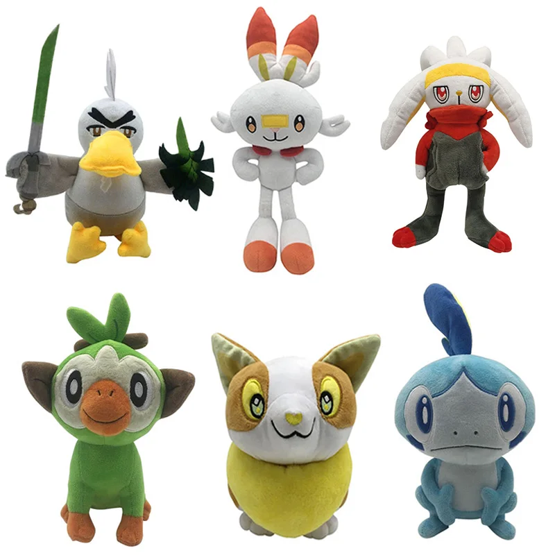 

25-38cm Pokemon Plush Toys Sobble Scorbunny Grookey Cartoon Sword Shield Anima Game Figure Simulation Doll Toys For Child Gift