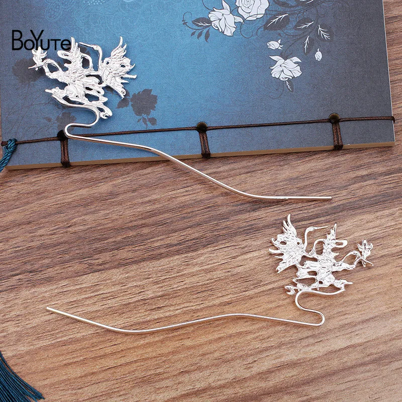 

BoYuTe (5 Pieces/Lot) Metal Alloy 34*47MM Flying Crane Hair Stick Diy Hand Made Retro Hair Jewelry Accessories