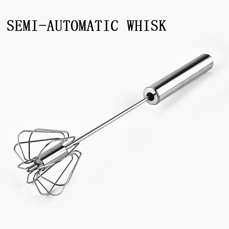 

Semi-automatic Egg Beater Stainless Steel Egg Whisk Manual Hand Mixer Self Turning Egg Stirrer Kitchen Accessories Egg Tools