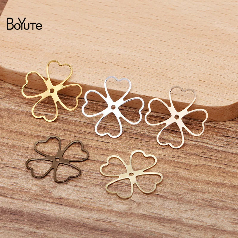 

BoYuTe (100 Pieces/Lot) 22MM Metal Stamping Plate Heart Flower Materials Diy Hand Made Jewelry Accessories Parts