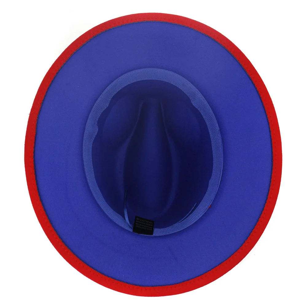 QBHAT Королевский Синий Красный лоскутный искусственный шерстяной фетровый