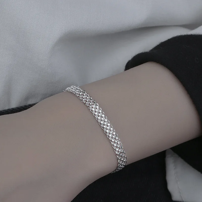

MEYRROYU Silver Color New Trendy Weave Width Bracelet Fashion Retro 2022 Jewelry For Women Men Party Adjustable Браслеты