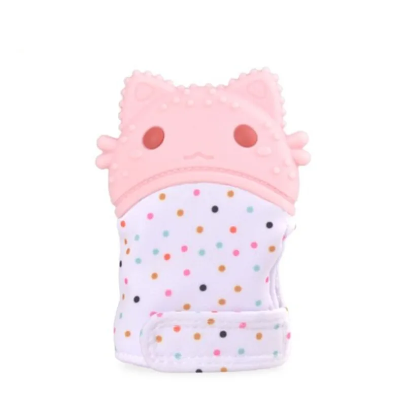 Pink cat Детские Силиконовые варежки, Детские Соска, молярные перчатки, Прорезывание Зубов, жевательный Прорезыватель для кормления, детские перчатки, царапины для новорожденных - Цвет: Pink cat