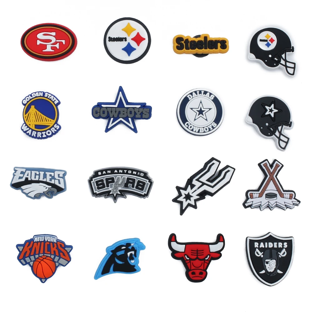 Одиночная распродажа 1 шт. ПВХ логотип команды регби подвески для обуви пряжки