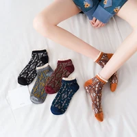 women fashion cotton three dimensional flower socks curled knitted colorful female short heel ruffle flowers pattern socks