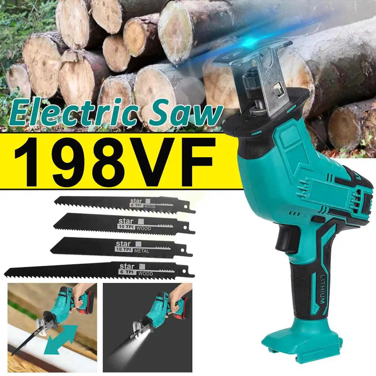 

Беспроводная фотоэлектрическая пила для резки металла и дерева с переменной скоростью 198 В, аккумулятор Makita 18 в